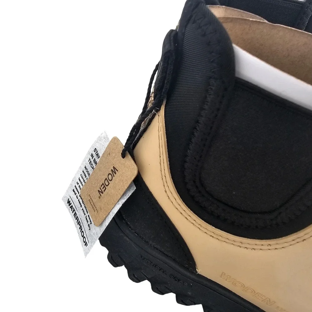 Woden Dagmar Waterproof Boots Women 6.5 Coffee Cream Zip Closure Sustainable NIB